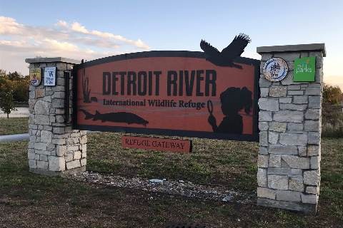 Detroit River Refuge Sign